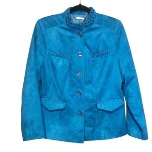 NWT Tanjay Bright Blue Faux Suede Blazer Jacket, size 8P